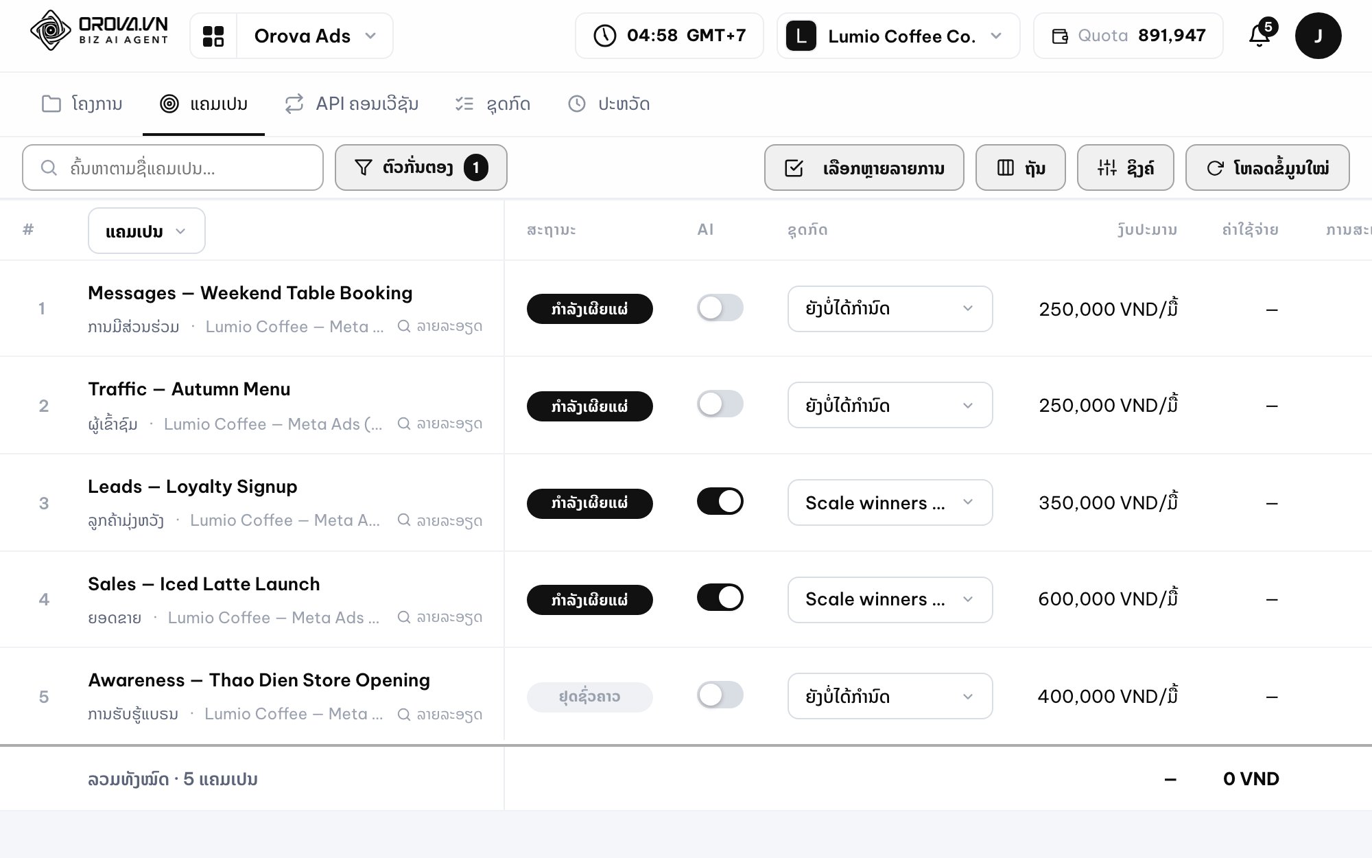 ຈັດການ Google Ads, Meta Ads, TikTok Ads ແບບອັດຕະໂນມັດຈາກບ່ອນດຽວ