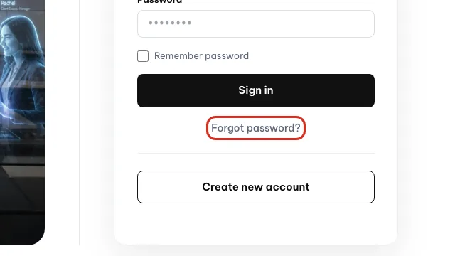 Link Password dimenticata? evidenziato sotto il pulsante Accedi