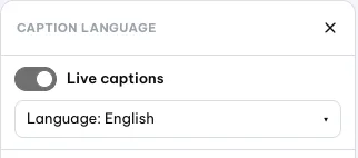 El interruptor de subtítulos en directo y el selector del idioma de lectura