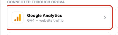 Il riquadro Google Analytics nel pannello Aggiungi dati
