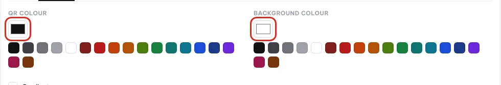 Pemilih warna QR dan warna latar dilingkari