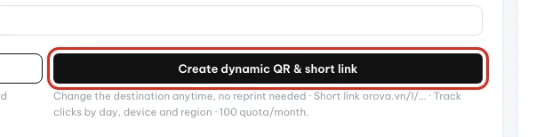 Tombol Create dynamic QR & short link dilingkari