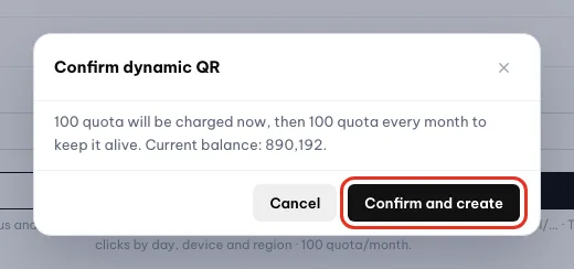Kotak Confirm dynamic QR sebelum Quota dipotong