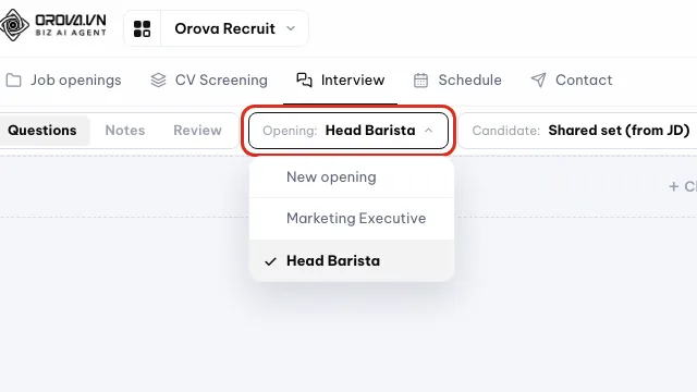Dropdown Lowongan terbuka dengan daftar lowongan kerja
