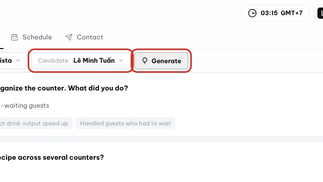 Kandidat Lê Minh Tuấn dipilih dengan tombol Buat dilingkari