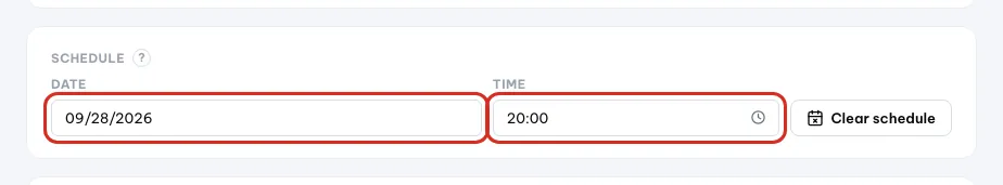 Blok Jadwal dengan kolom Tanggal dan Jam dilingkari