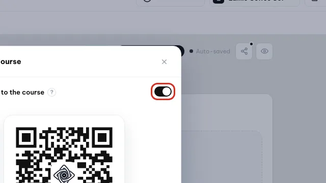 Interruttore Pubblica un link nella finestra Condividi questo corso