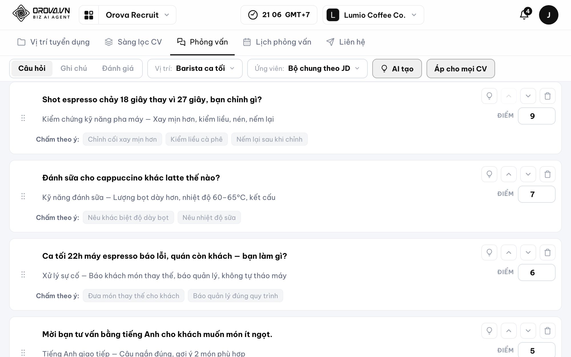 Orova Recruit — Phỏng vấn chuyên sâu: Hỏi đúng trọng tâm, gỡ băng tự động
