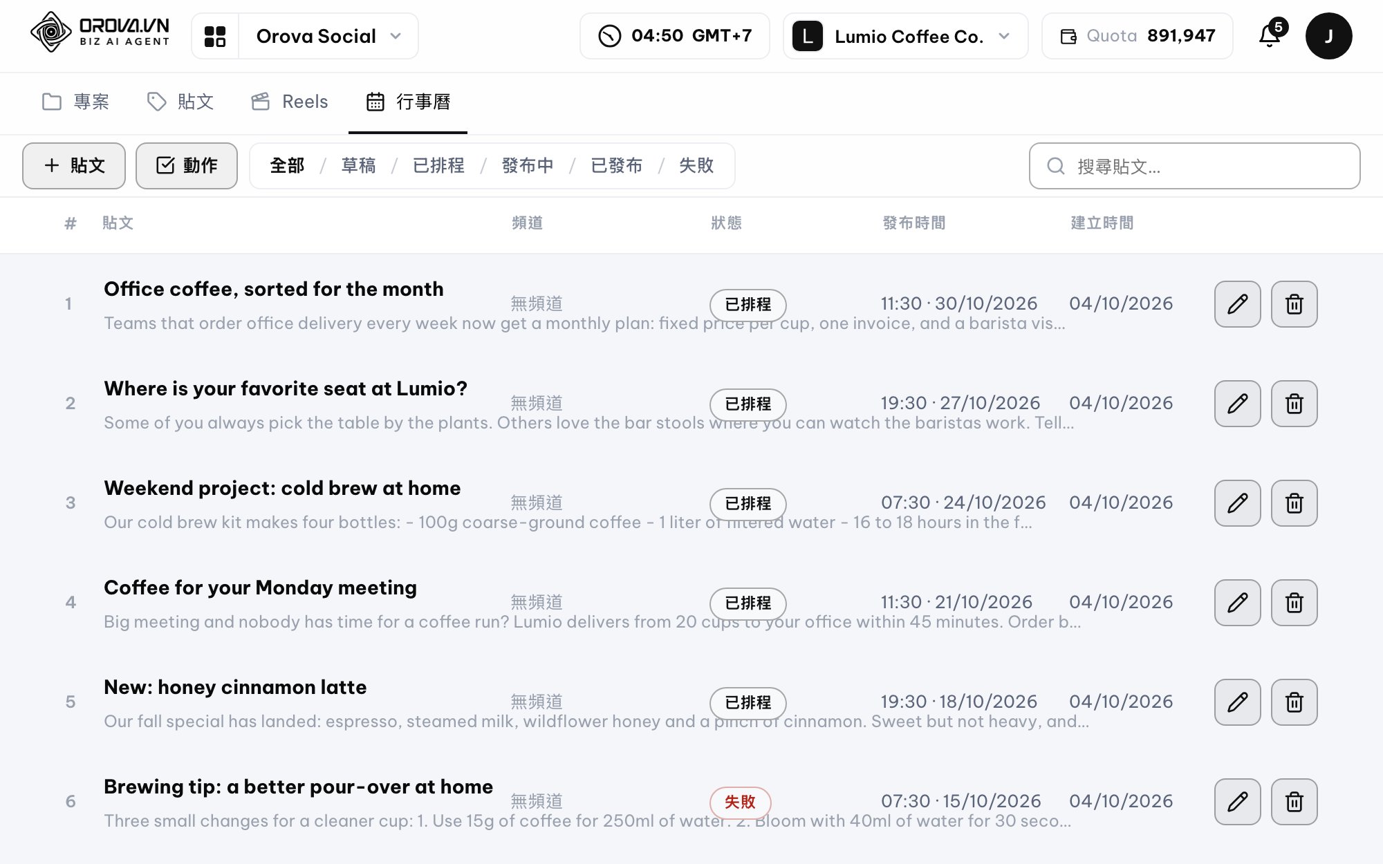 錯過發文時間？Orova 會在下一輪補發。