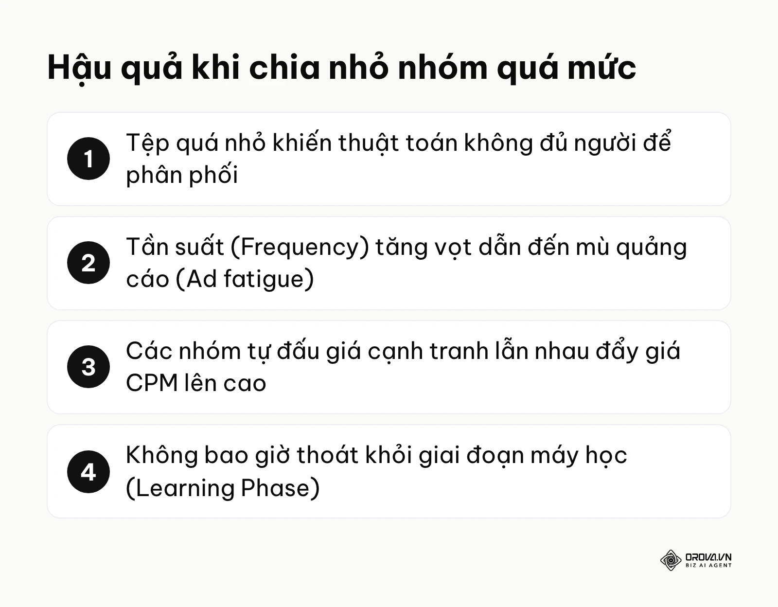 Danh sách 4 hậu quả nghiêm trọng khi nhà quảng cáo cố gắng chia nhỏ tệp đối tượng thành các nhóm vi mô.