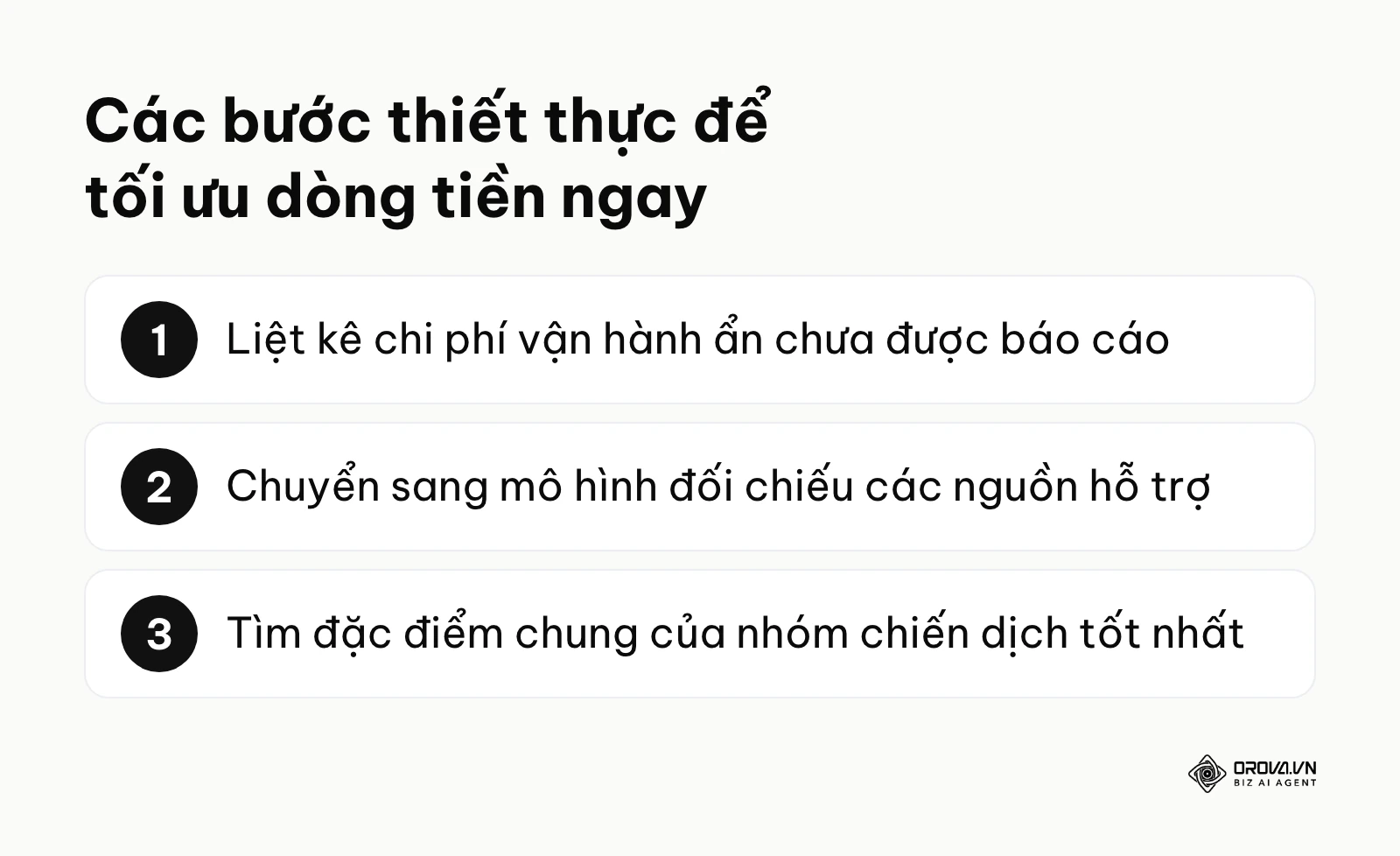 Danh sách các hành động cụ thể để cải thiện hệ thống đo lường ROI