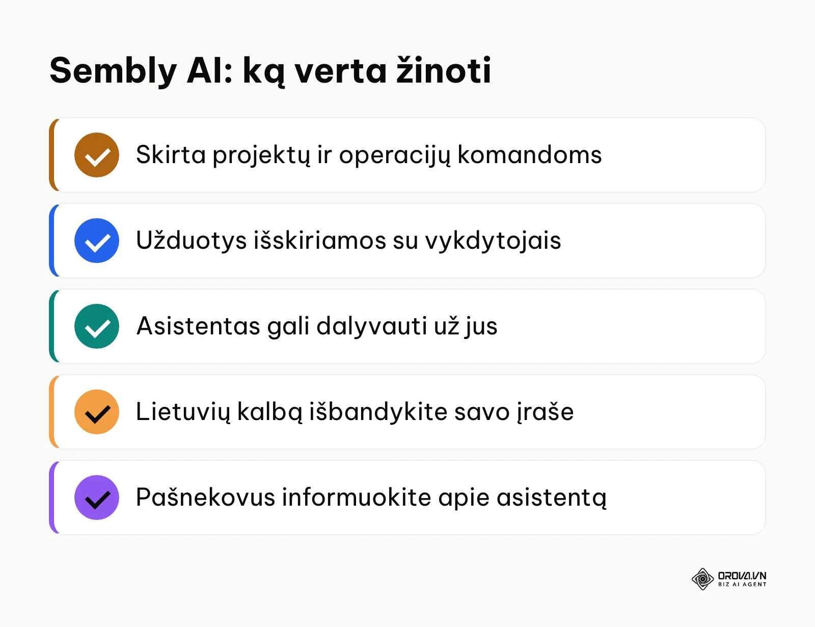 Pagrindiniai Sembly AI naudojimo punktai projektų komandai