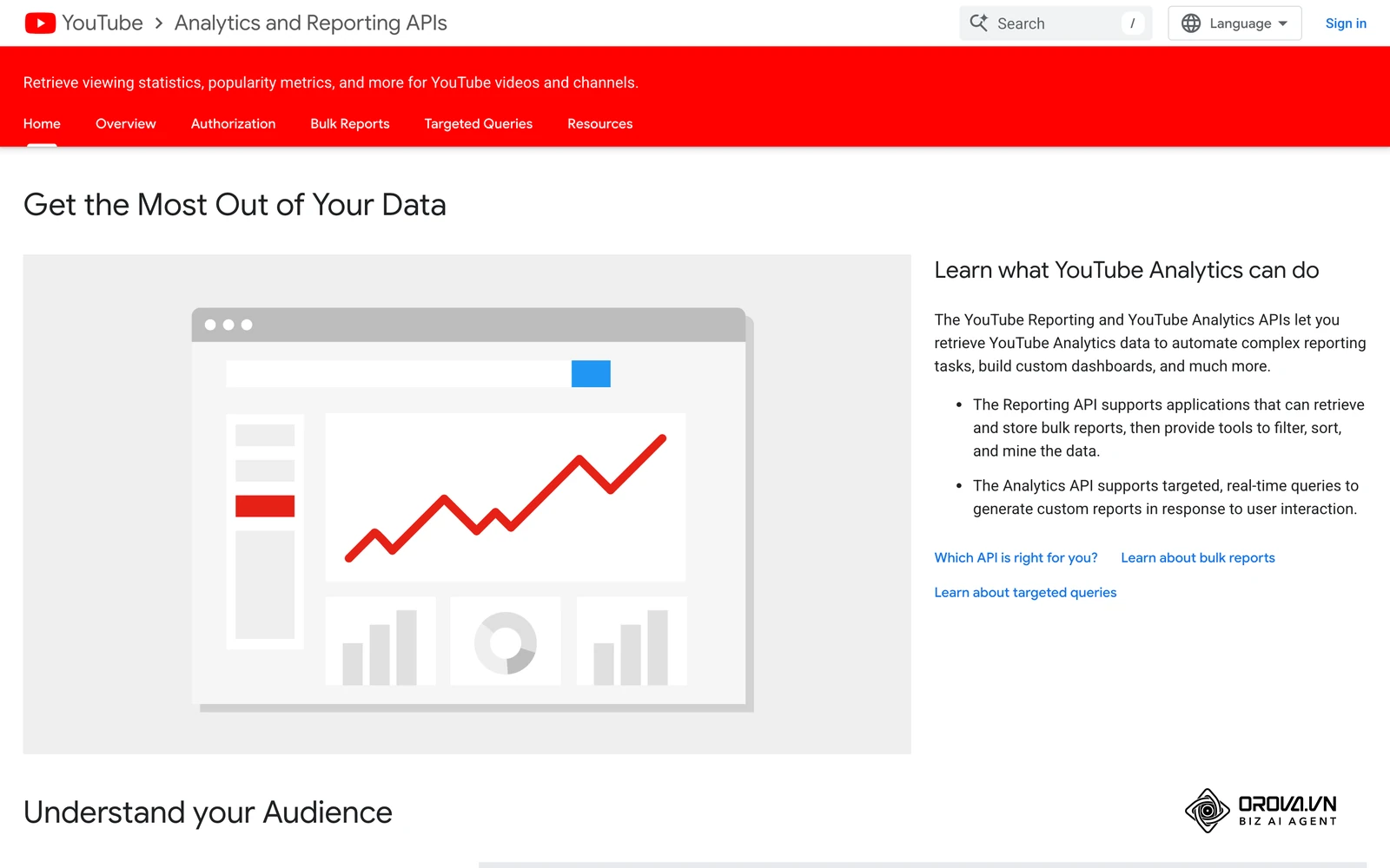 Google's YouTube Analytics developer documentation, which covers how channel and video performance data is reported.