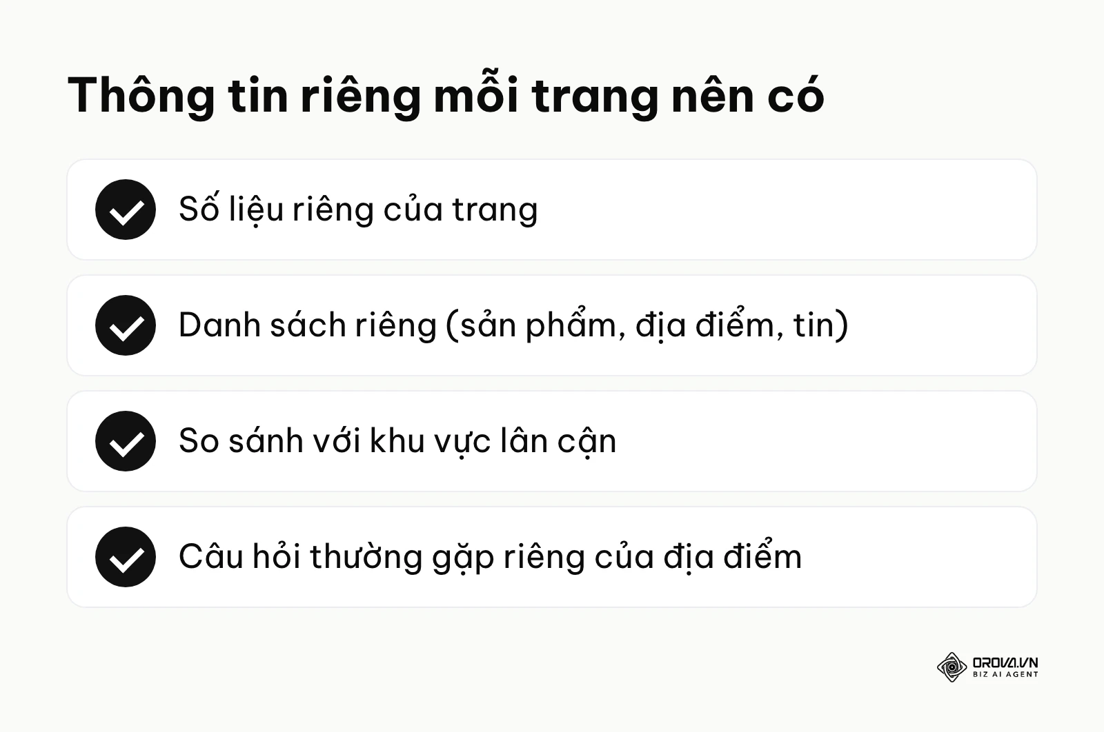 Danh sách các loại thông tin riêng giúp mỗi trang tạo hàng loạt có giá trị