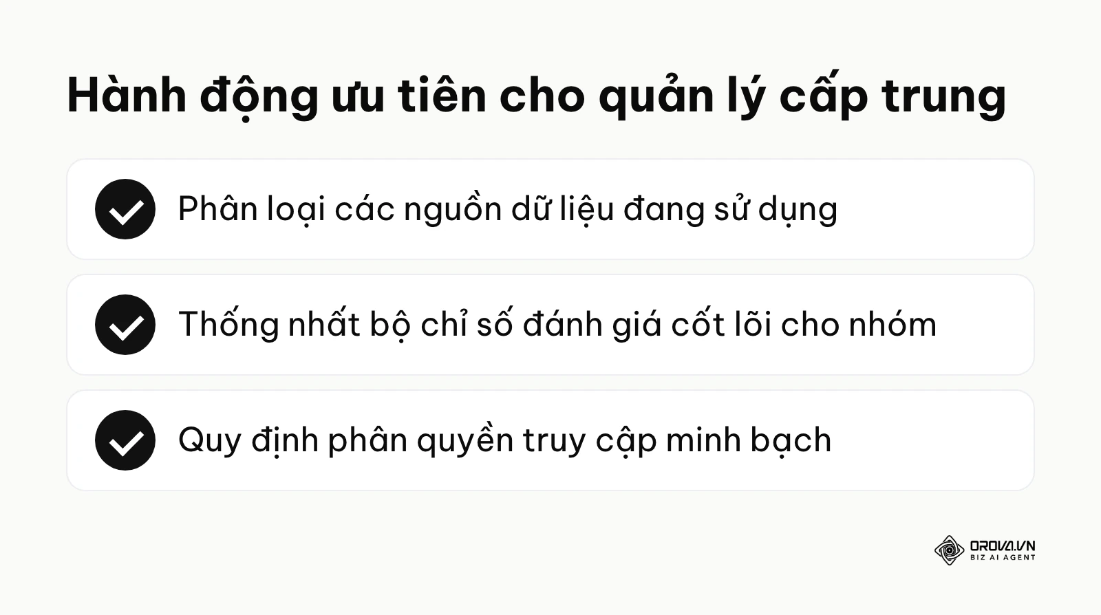 Danh sách các việc cần làm ngay đối với vai trò quản lý cấp trung khi xây dựng báo cáo.