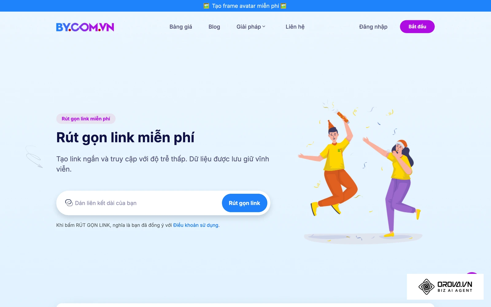 Ô rút gọn link bằng tiếng Việt trên trang By.com.vn.