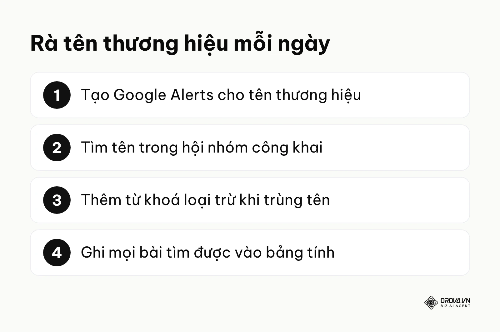 Các bước rà tên thương hiệu mỗi ngày để phát hiện sớm lời phàn nàn