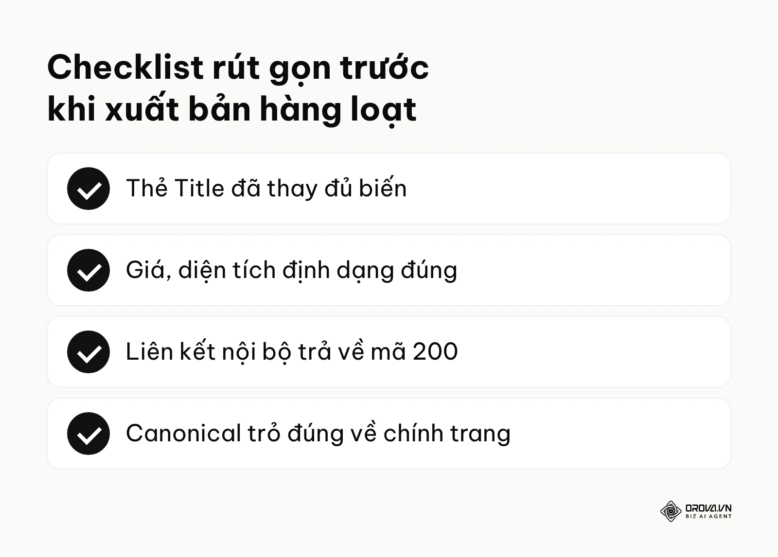 Danh sách các điểm cần kiểm tra kỹ thuật trước khi đưa hàng loạt trang lên môi trường trực tuyến