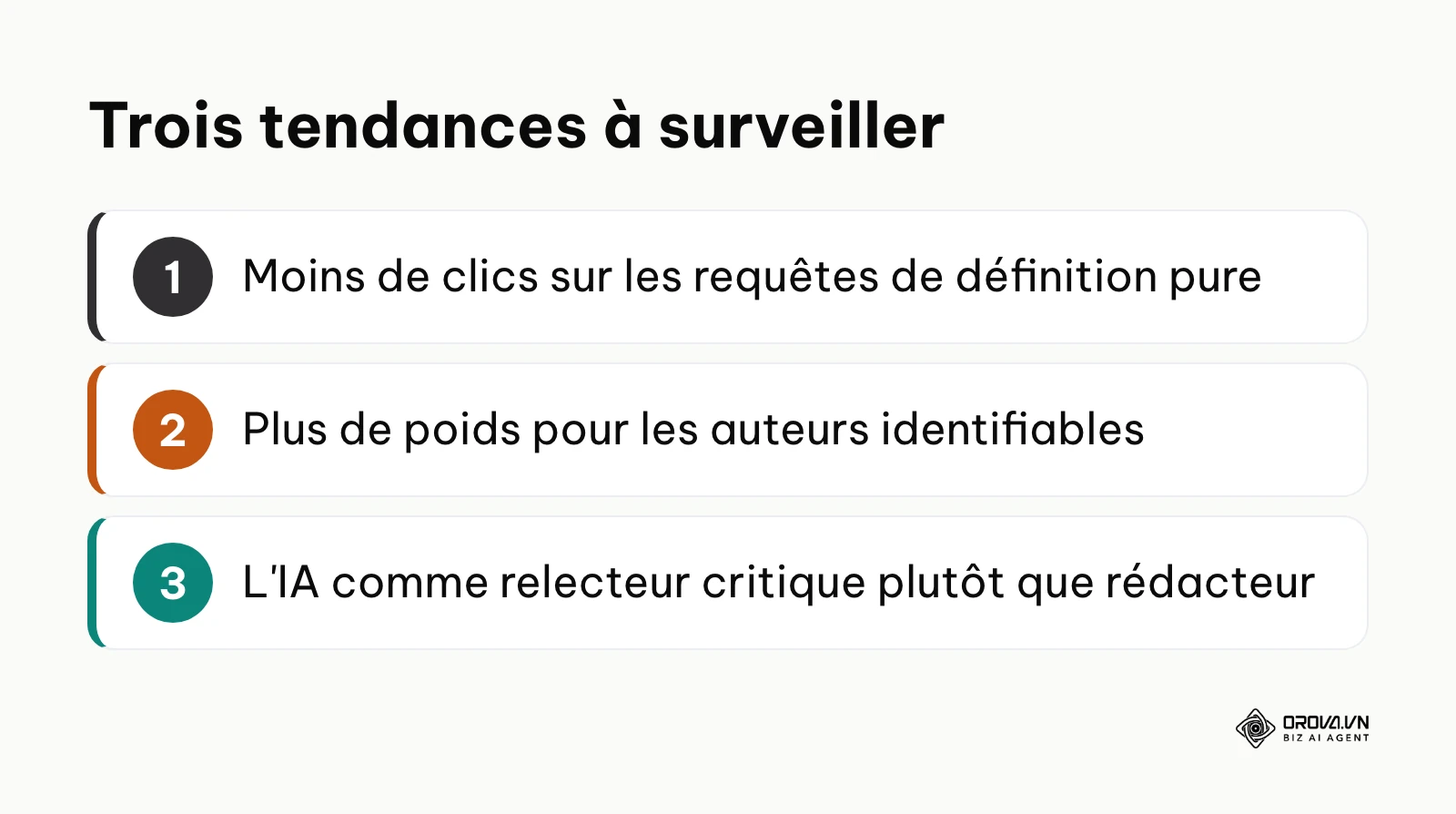 Résumé des trois tendances de la rédaction web SEO selon l'auteur