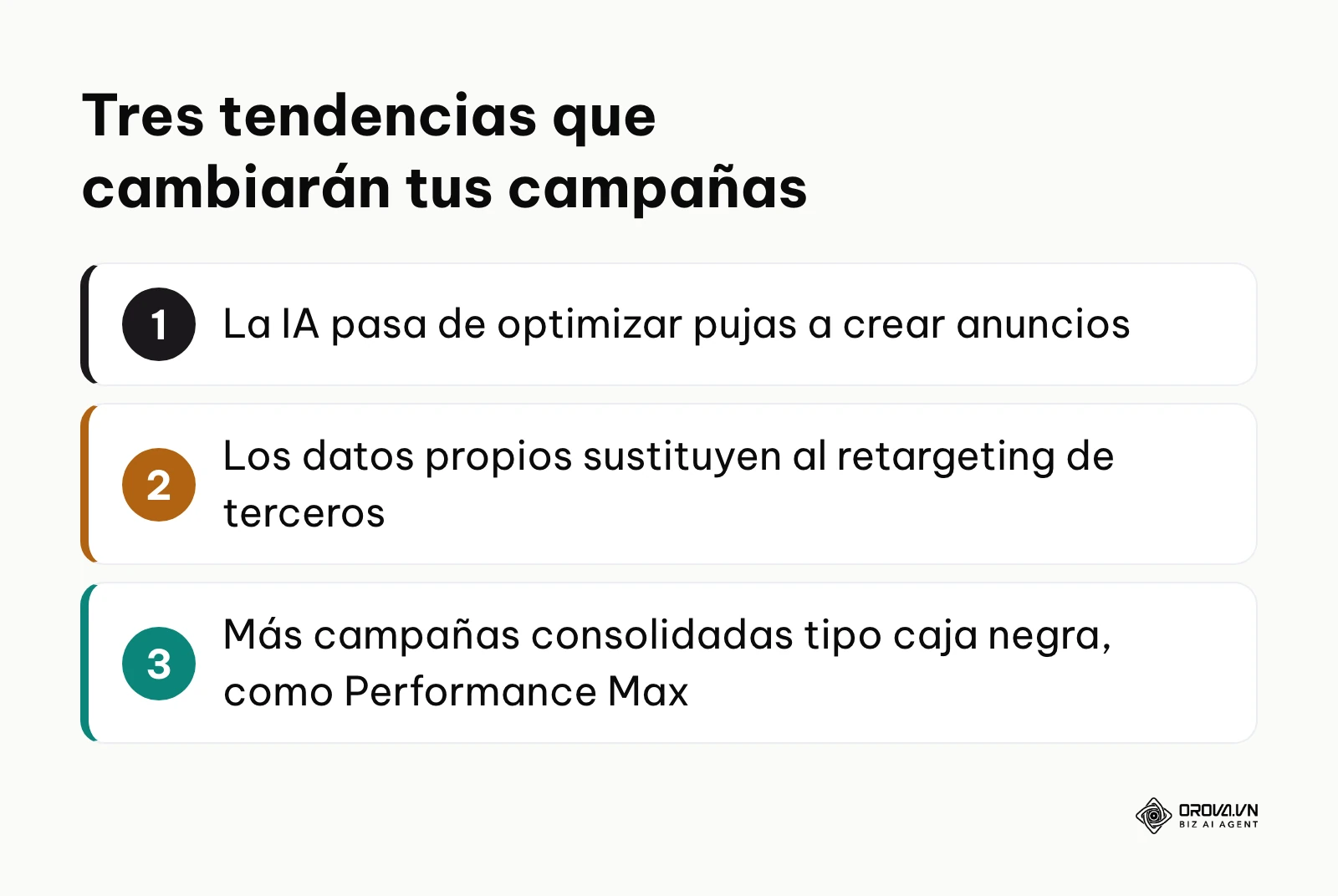 Resumen de las tres tendencias que el autor prevé para la publicidad de pago en buscadores