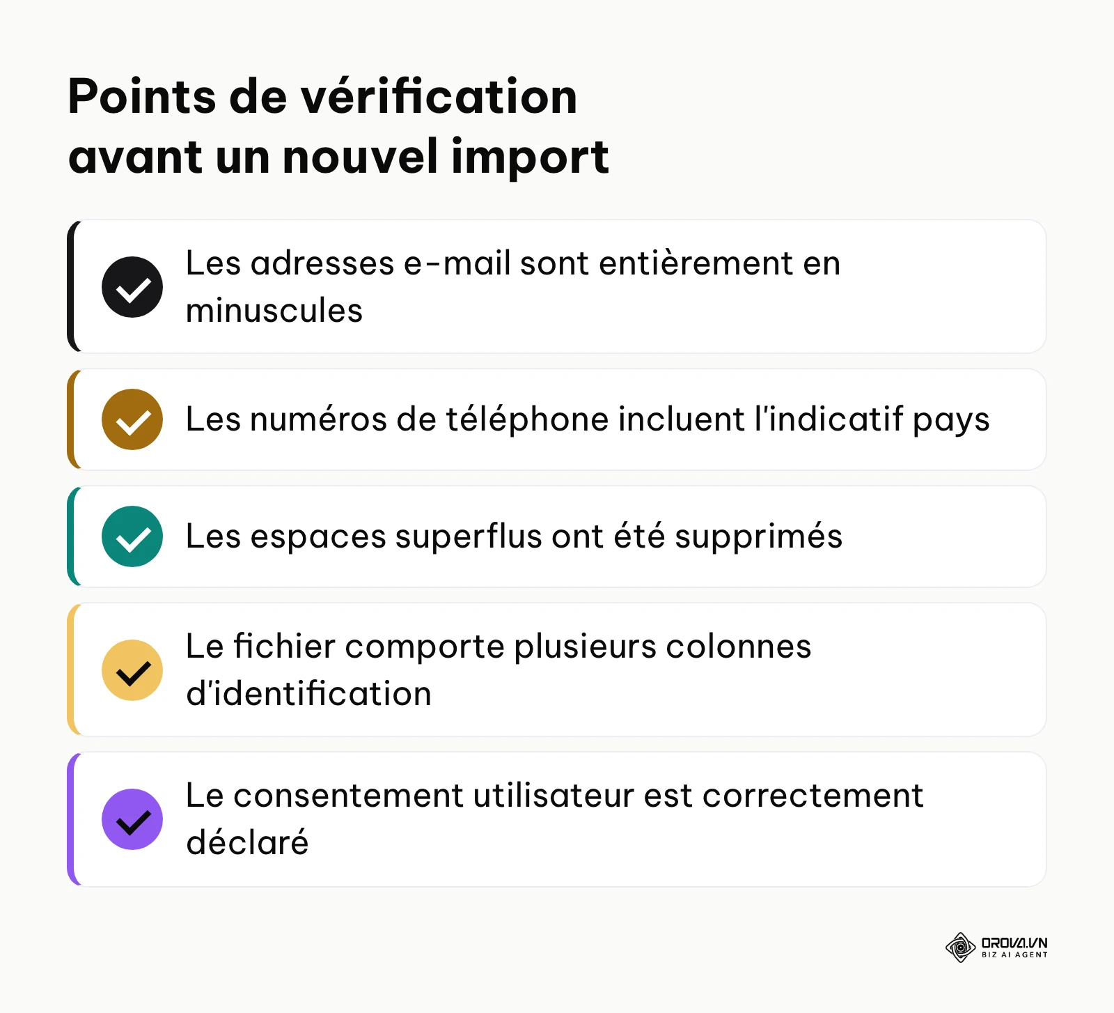 Liste des vérifications techniques à effectuer pour améliorer le taux de correspondance des fichiers.