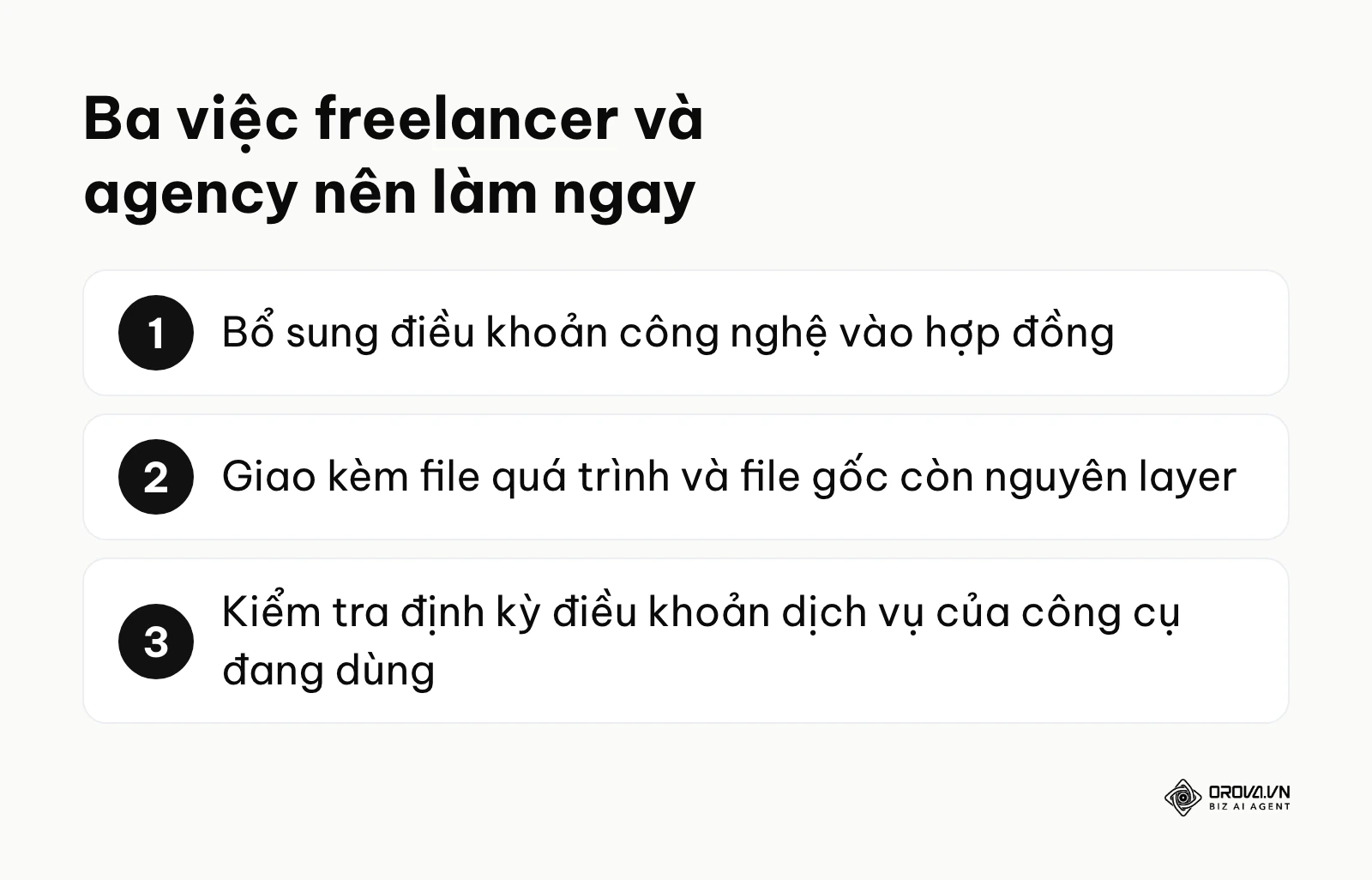 Ba việc freelancer và agency nên làm để hạn chế rủi ro bản quyền khi dùng AI