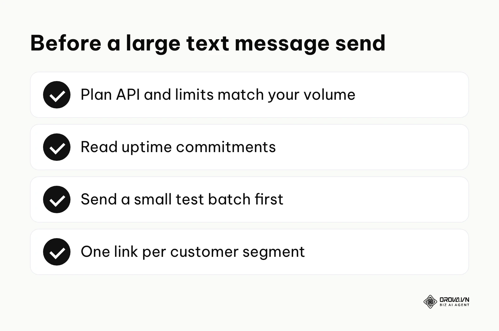 Checklist before sending short links in a large text message campaign