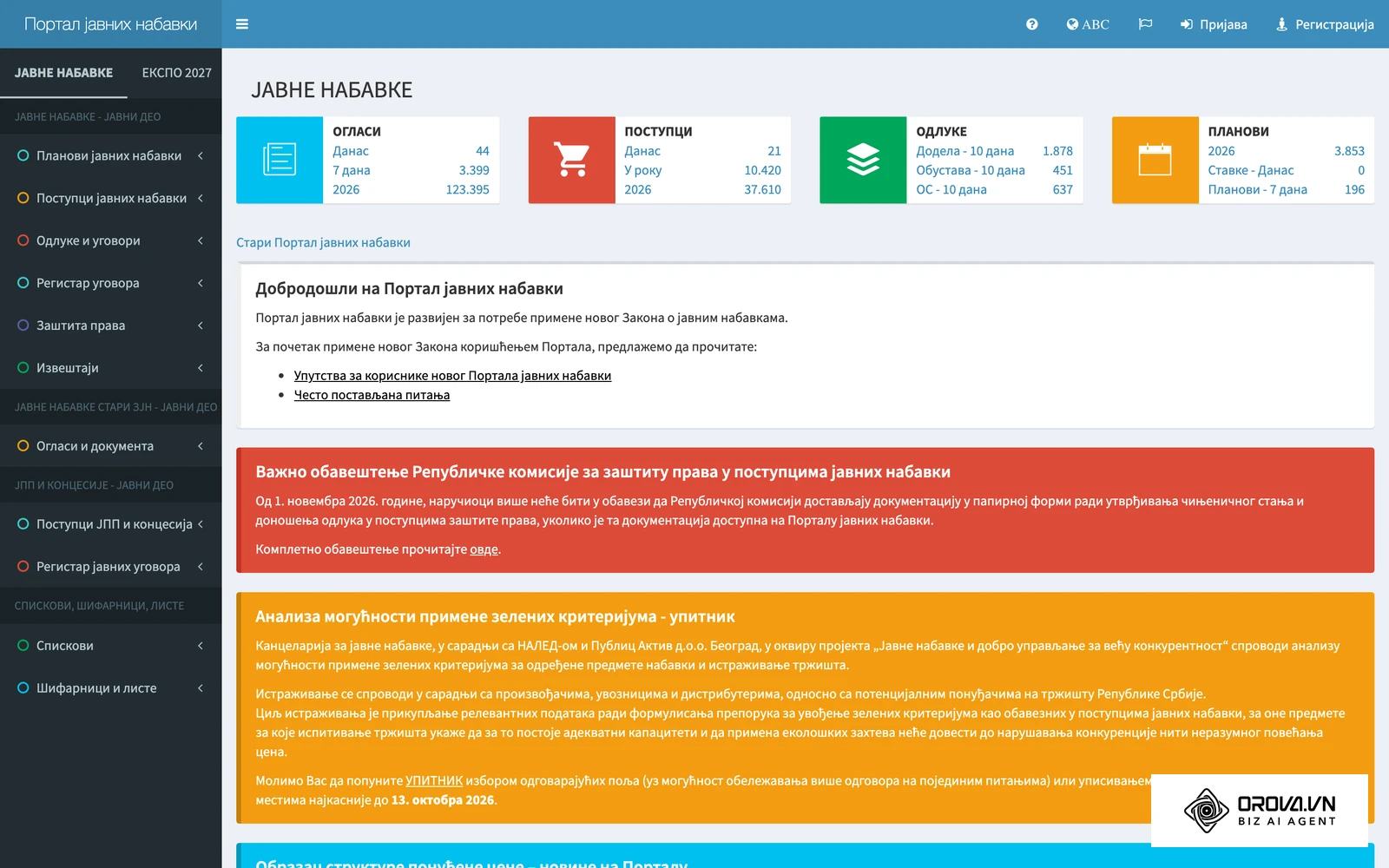 Portal javnih nabavki Republike Srbije: javni izvor iz kog se vidi koje firme raspisuju i dobijaju tendere, korisno za pronalaženje povoda za kontakt.