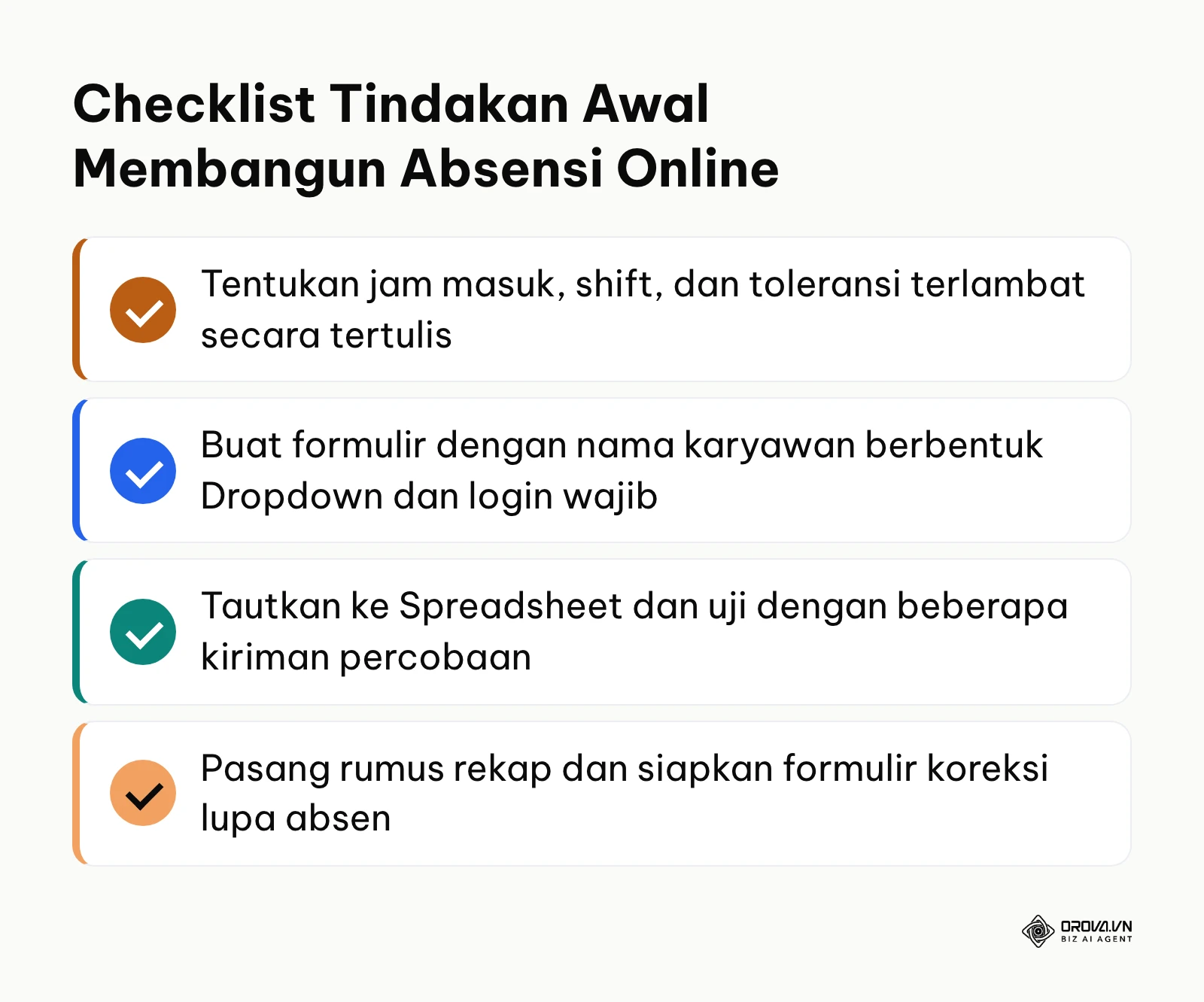 Daftar periksa tindakan awal untuk memulai implementasi sistem absensi online