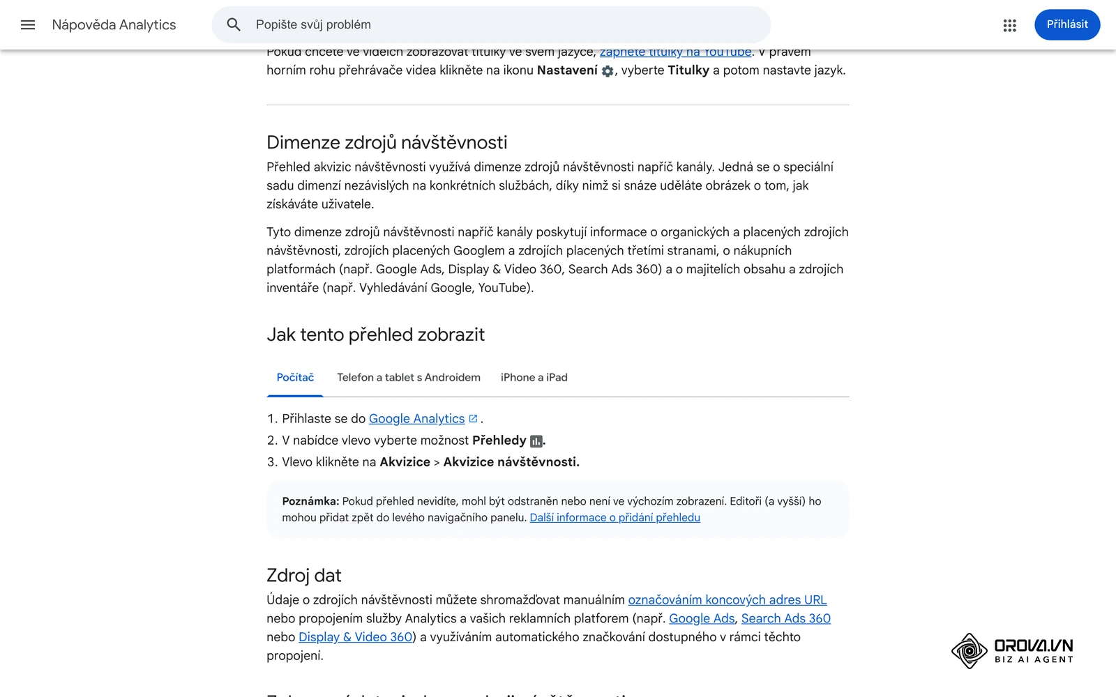 Česká nápověda Google Analytics 4 k přehledu Akvizice návštěvnosti: postup Přehledy > Akvizice > Akvizice návštěvnosti, kde kampaň dohledáte podle utm_campaign.