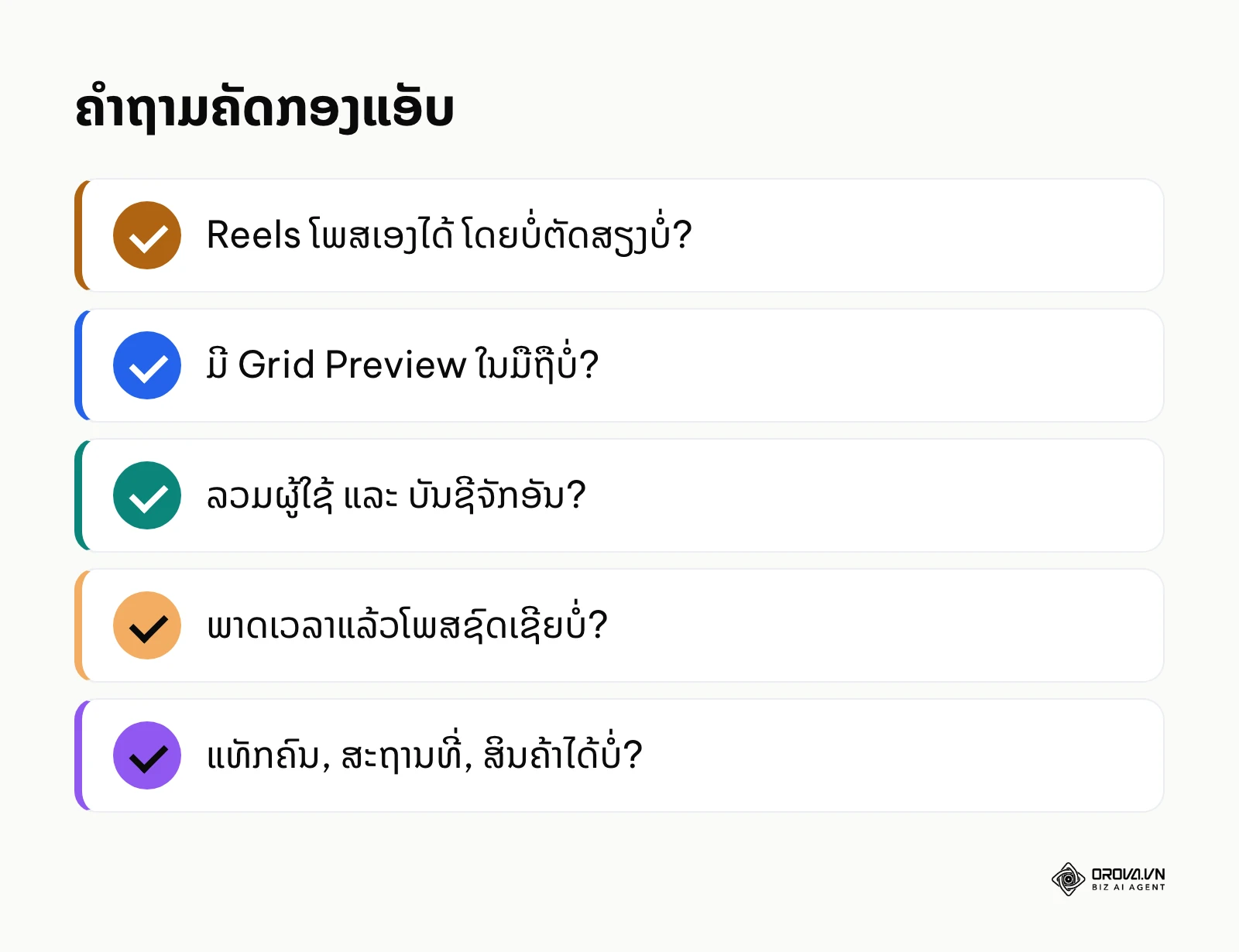 ລາຍການຄຳຖາມເພື່ອກວດສອບກ່ອນຕັດສິນໃຈຊື້ແອັບ