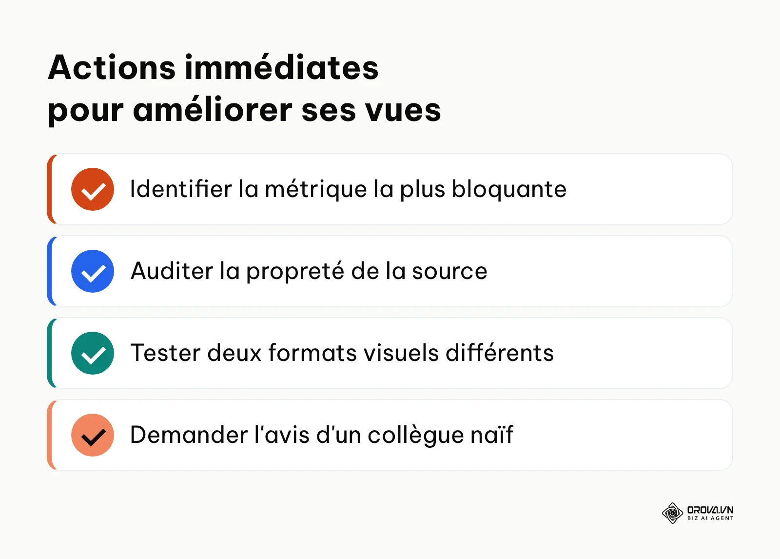 Liste récapitulative des actions à mener pour améliorer ses graphiques