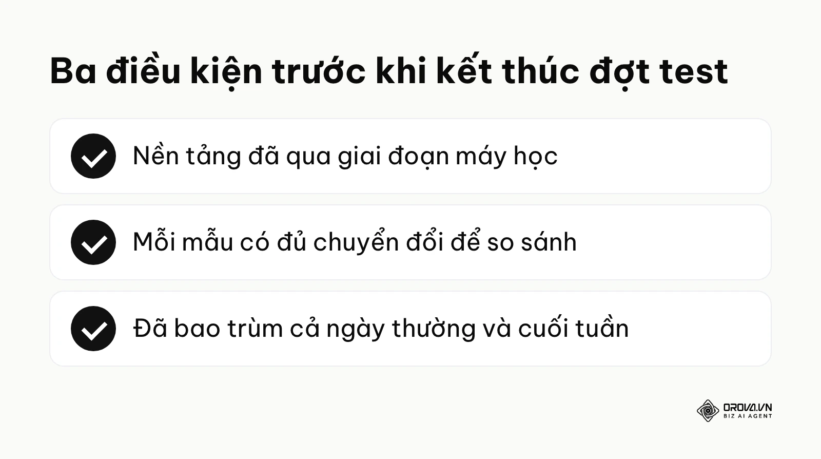 Ba điều kiện cần đạt trước khi kết thúc một đợt test mẫu quảng cáo