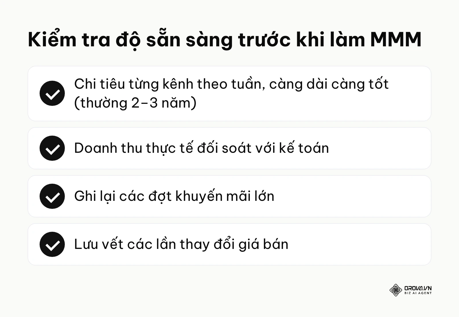 Danh sách kiểm tra các yếu tố dữ liệu bắt buộc trước dự án MMM
