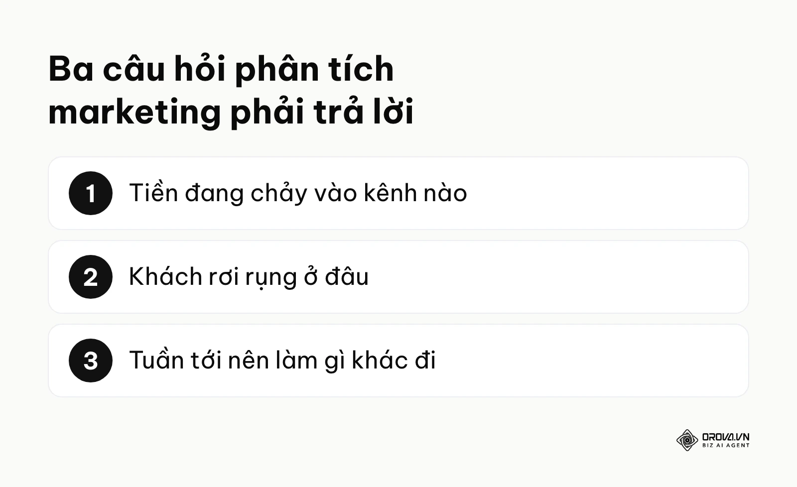 Ba câu hỏi cốt lõi của phân tích marketing
