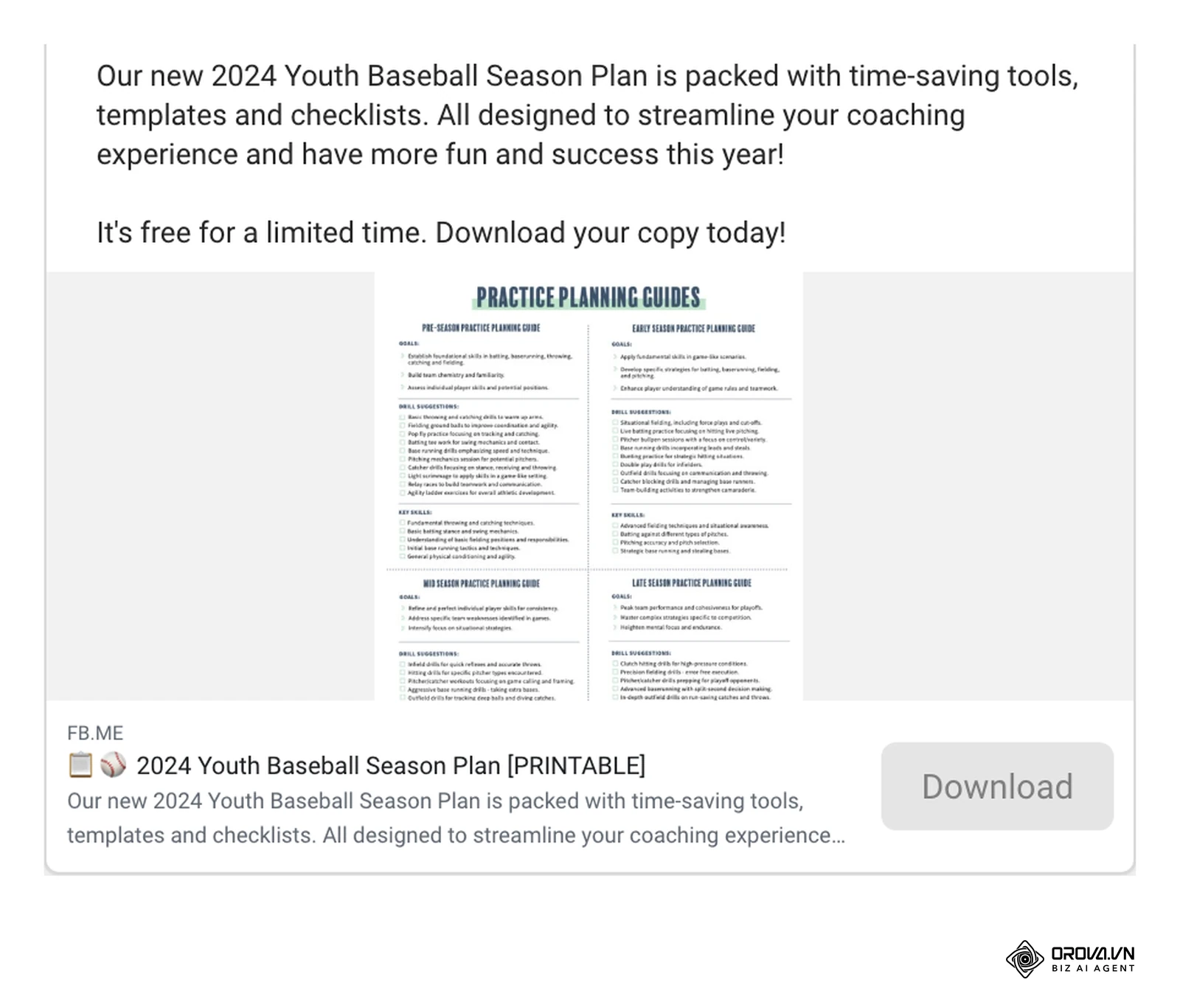 Meta Ad Library (US, search "free guide download"): a live ad offering a free printable season plan behind a Download button, a lead magnet promoted with paid social.