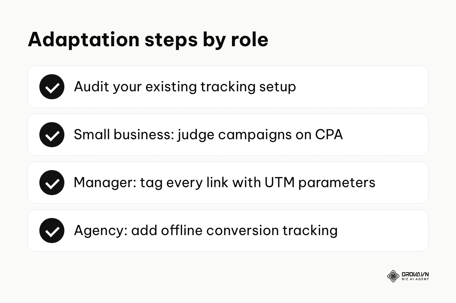 Summary checklist of actions to take to adapt tracking strategies.