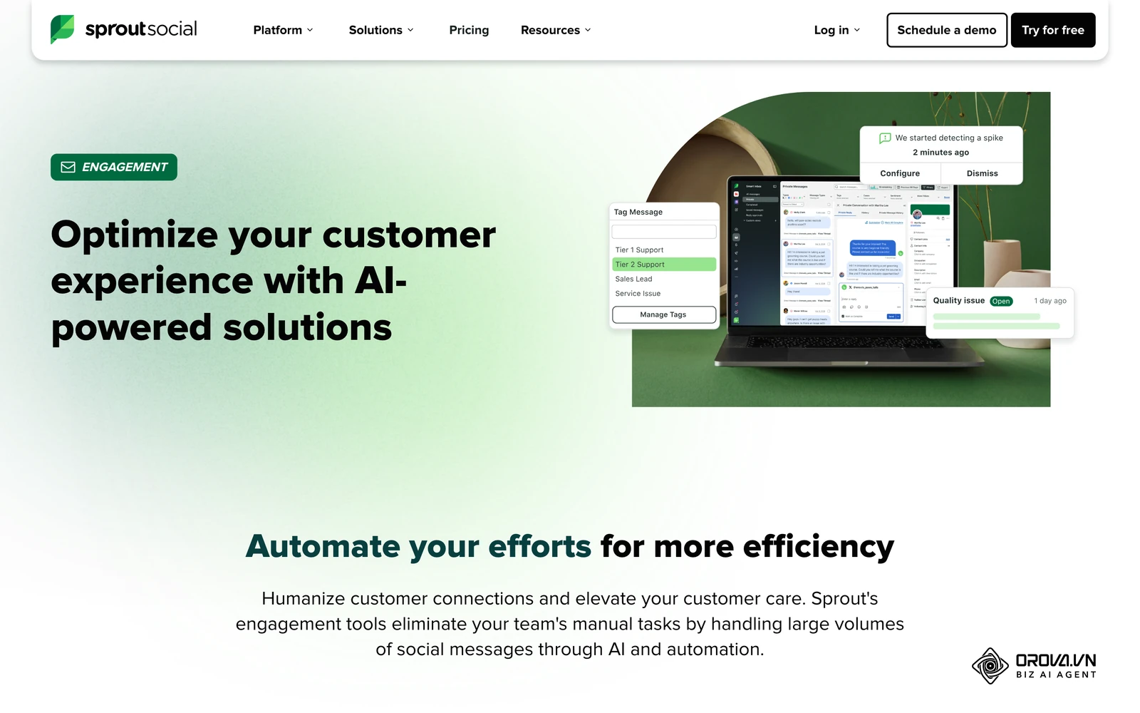 Sprout Social groups messages from several networks into one inbox with tags and assignments.