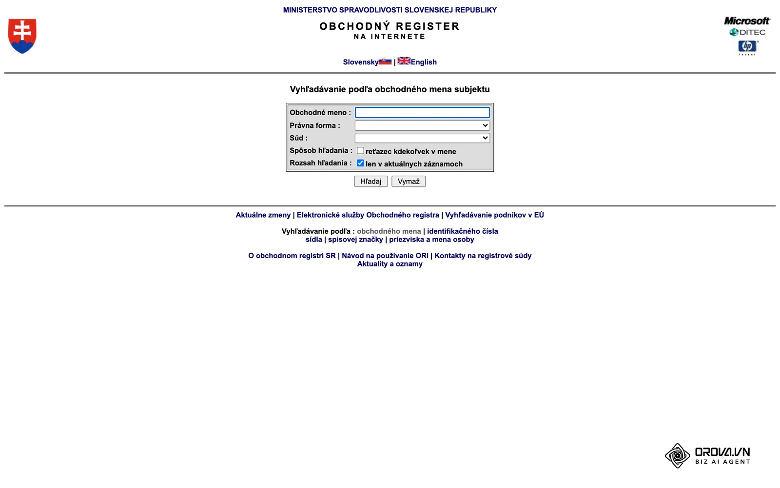 Vyhľadávanie v Obchodnom registri SR (orsr.sk), kde si overíte IČO, sídlo a to, či firma stále pôsobí.