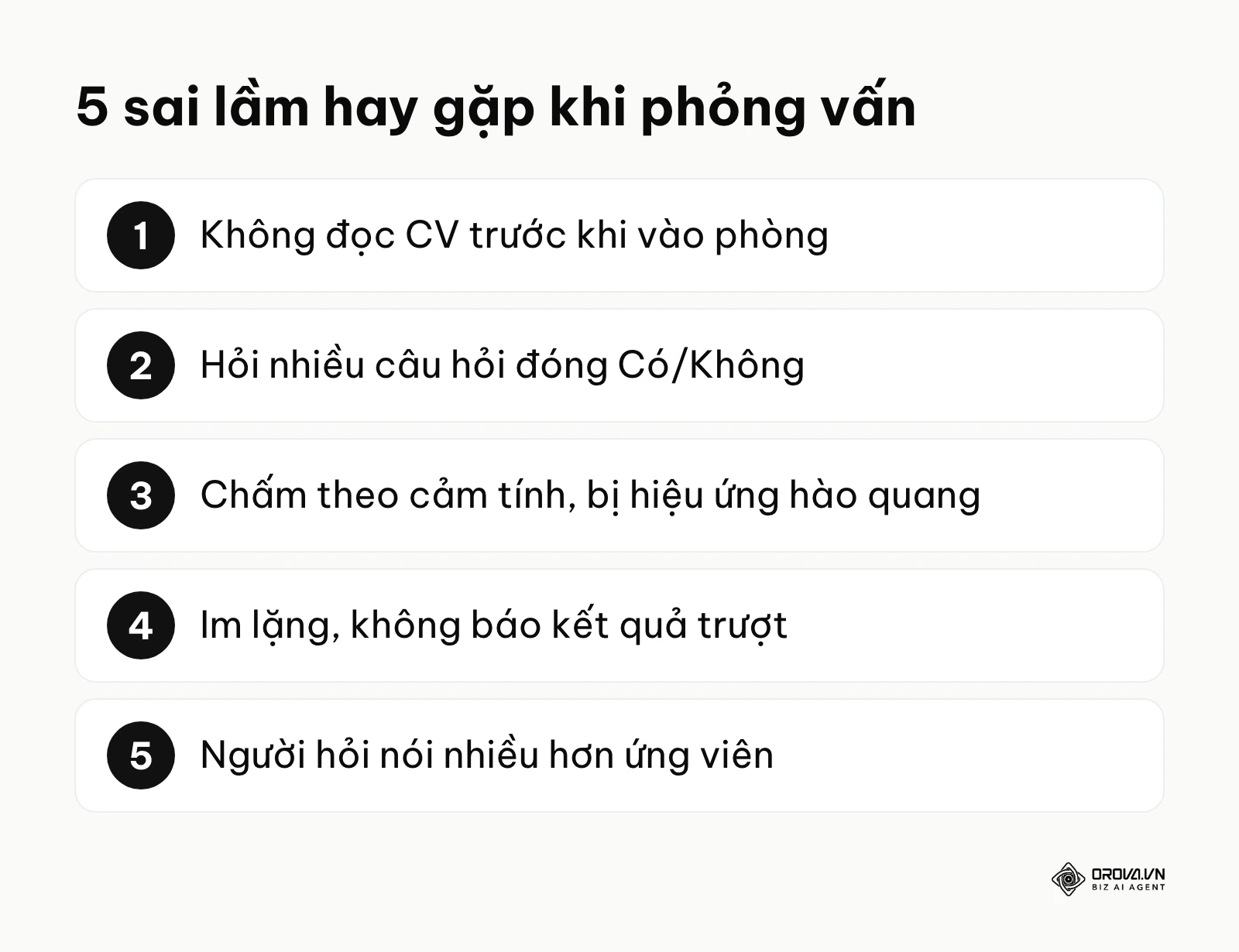 5 sai lầm phổ biến trong quy trình phỏng vấn