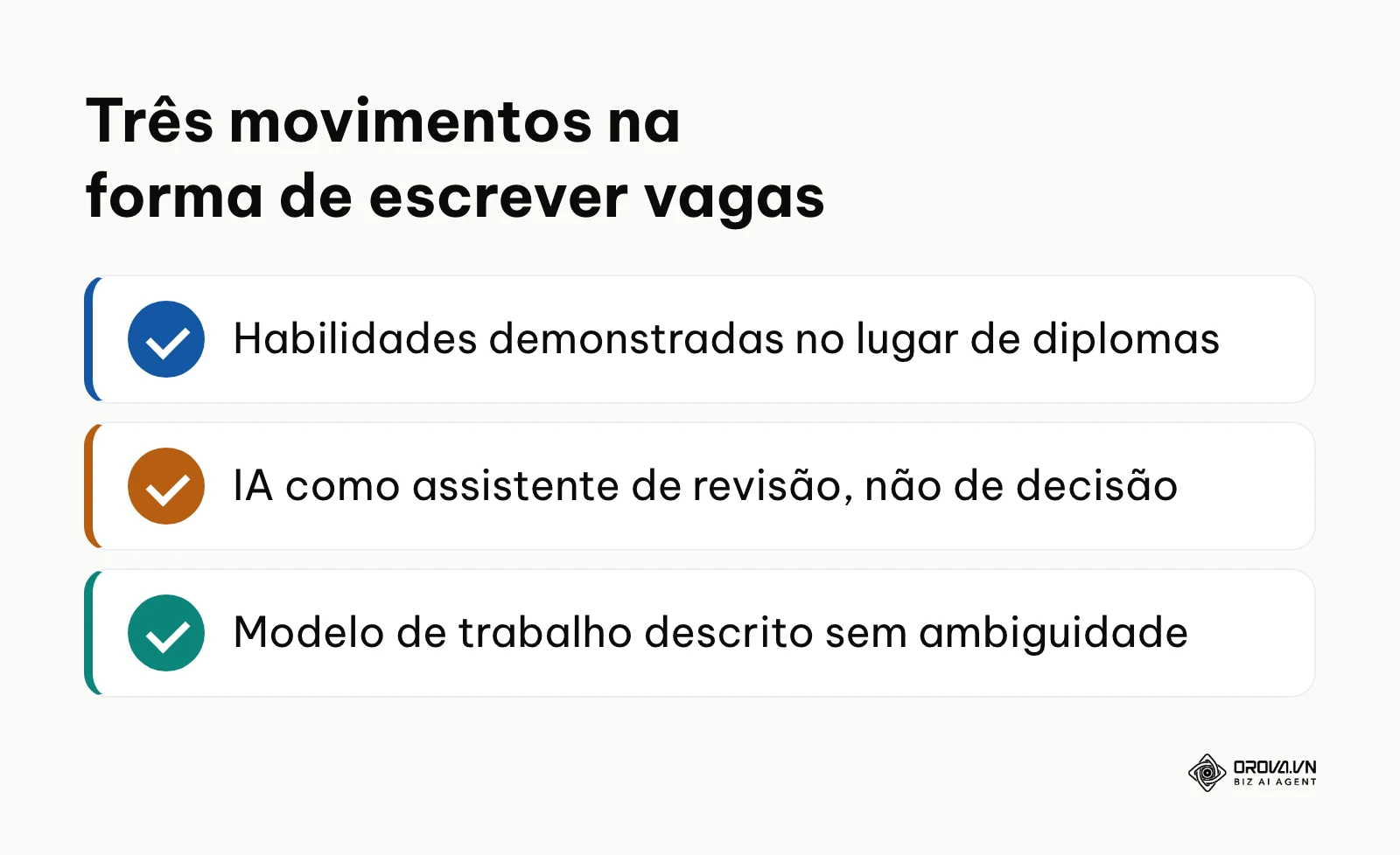 Resumo das três tendências na redação de vagas de emprego segundo o autor.