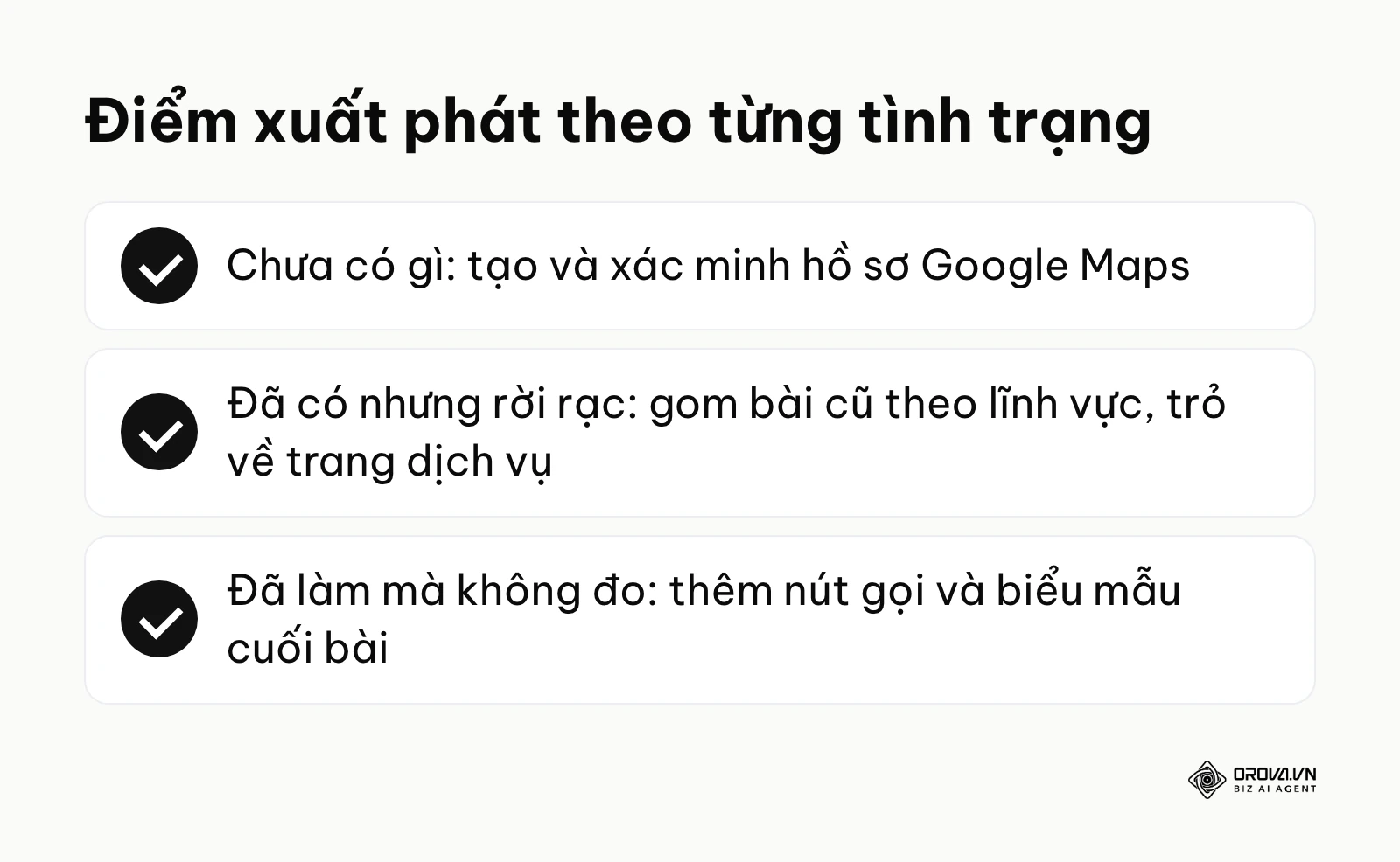 Tóm tắt điểm xuất phát làm SEO cho văn phòng luật theo ba tình trạng website.