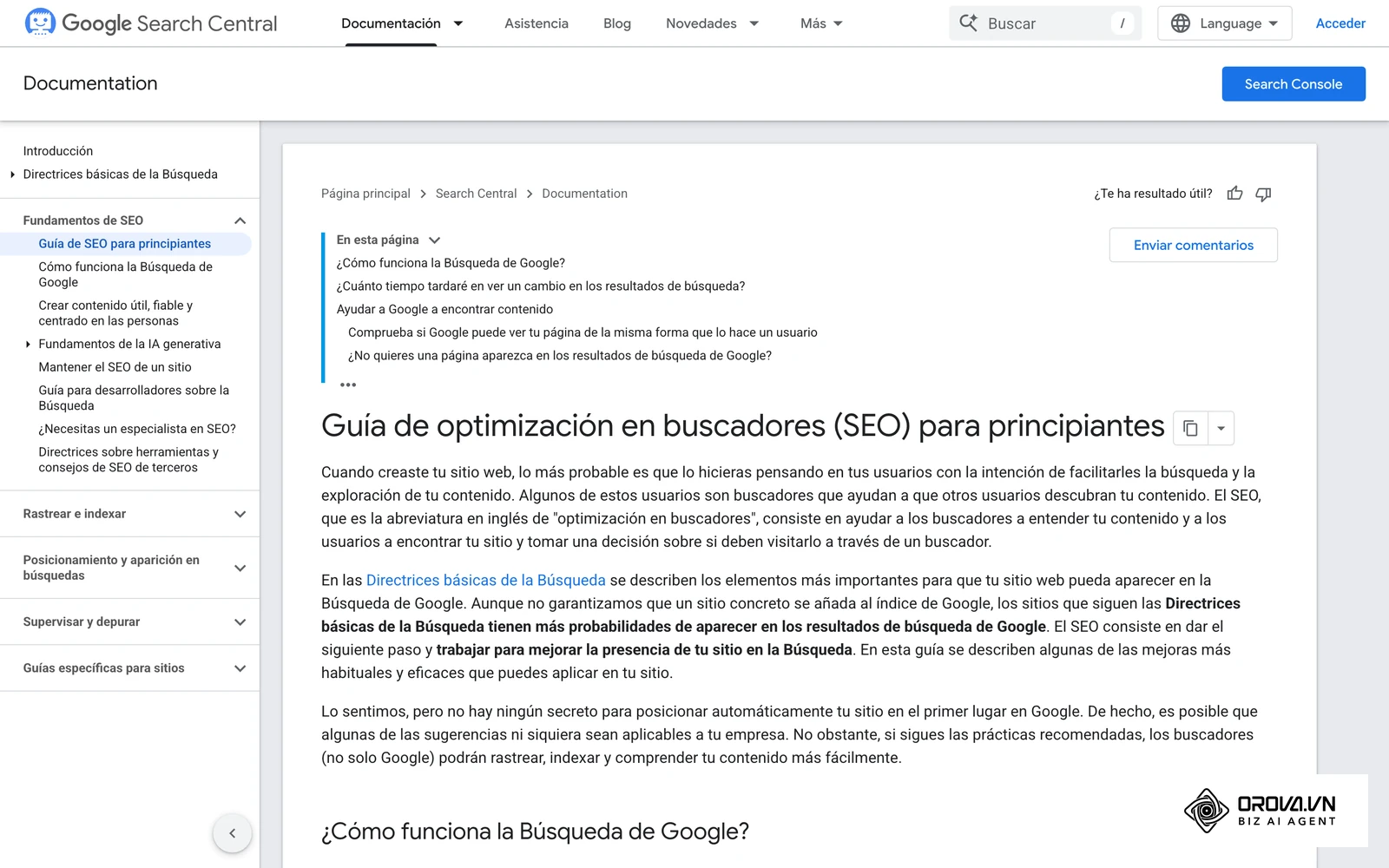 La guía SEO para principiantes de Google recomienda textos de enlace descriptivos, concisos y relevantes.