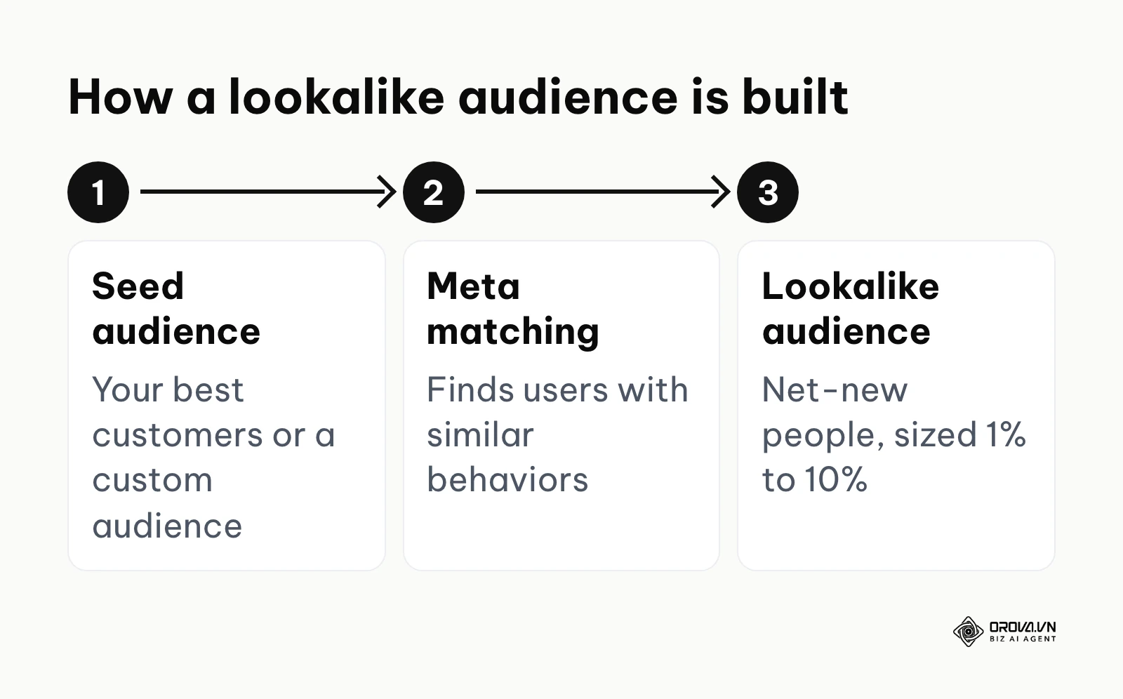 Process showing a seed audience processed by Meta matching to produce a lookalike audience.