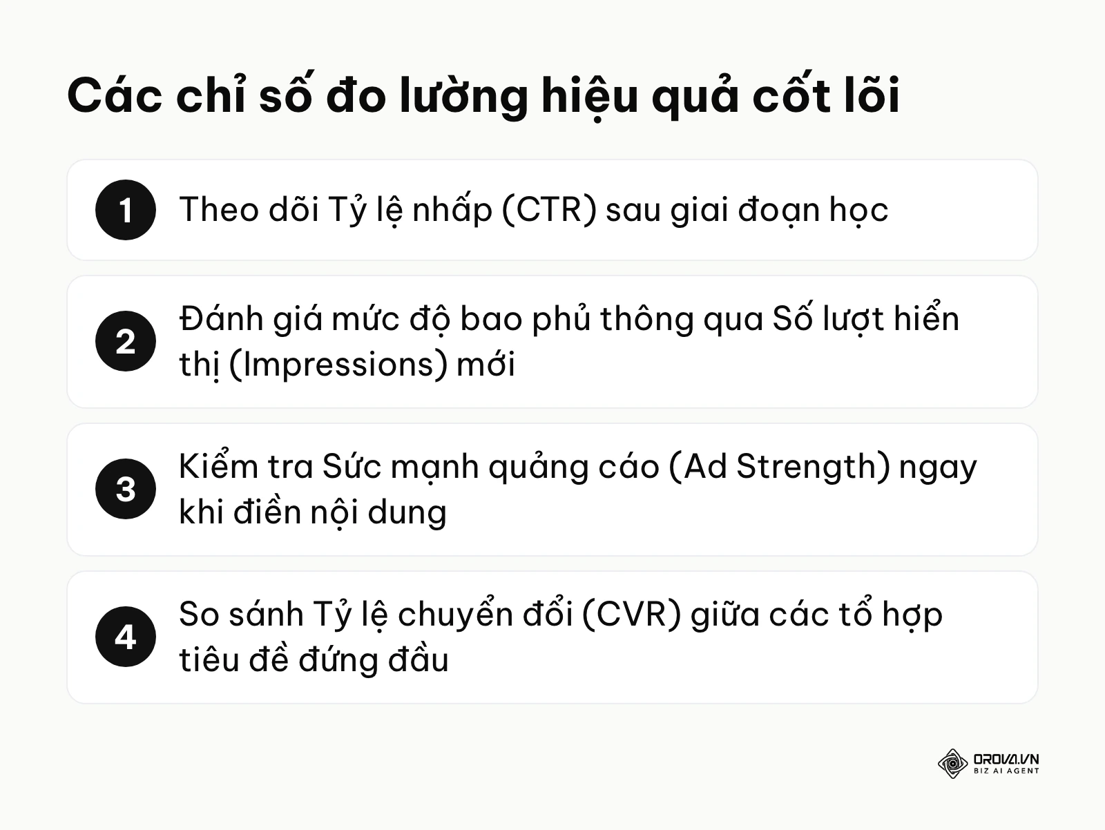 Danh sách các số liệu quan trọng cần theo dõi khi đánh giá hiệu suất quảng cáo thích ứng