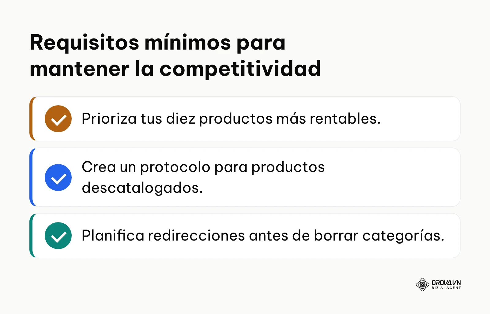 Lista de verificación con tres acciones clave para adaptar una tienda online.
