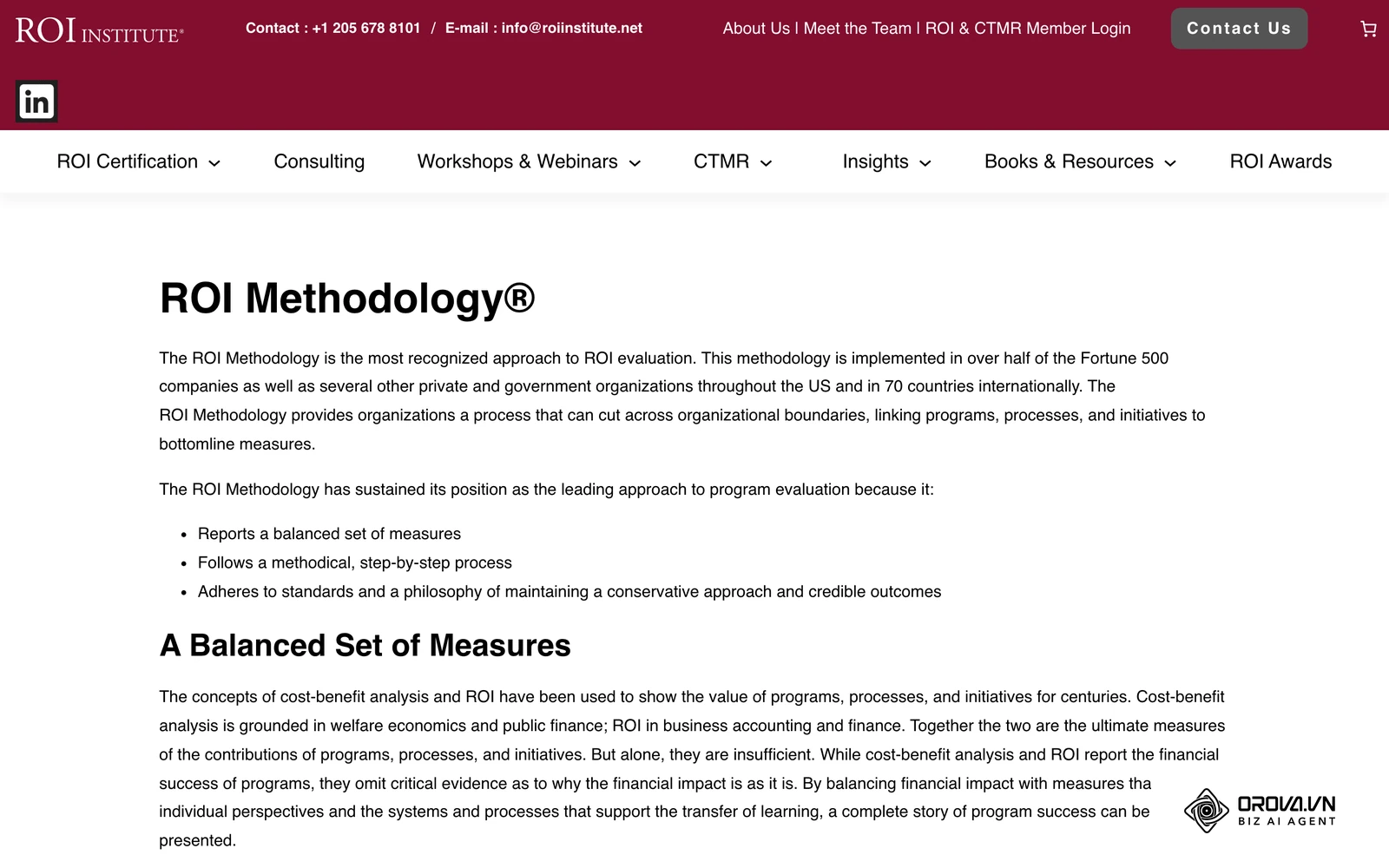 The ROI Institute's page on the Phillips ROI Methodology, which adds a financial return level on top of the Kirkpatrick levels.