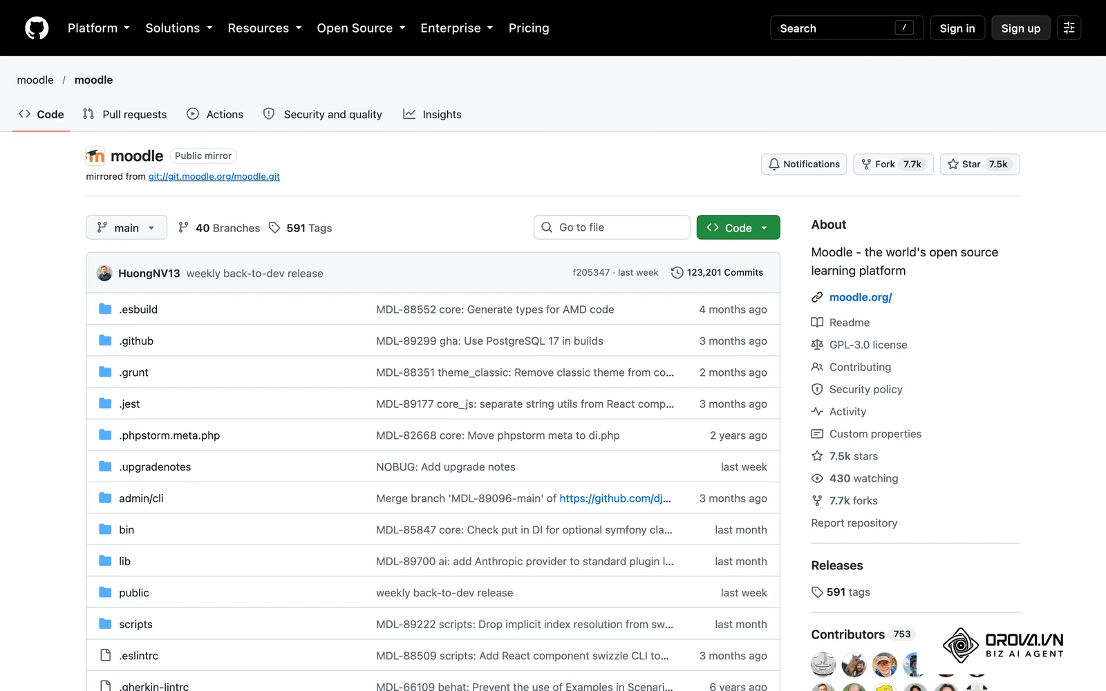 คลังซอร์สโค้ดอย่างเป็นทางการของ Moodle บน GitHub สำหรับองค์กรที่มีทีม IT ปรับแต่งระบบเอง