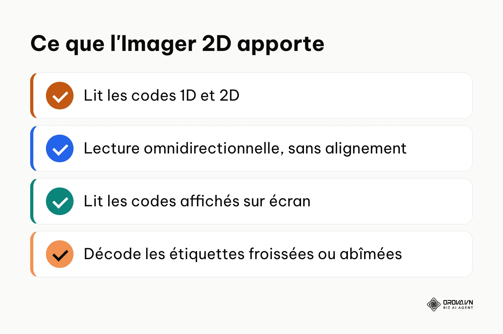 Résumé des avantages d'un lecteur Imager 2D par rapport au laser.