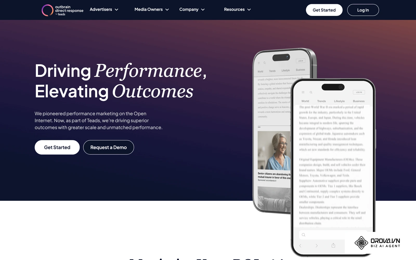 ទំព័រផ្លូវការរបស់ Outbrain ដែលបង្ហាញពាណិជ្ជកម្មក្នុងទម្រង់អត្ថបទលើសារព័ត៌មាន។